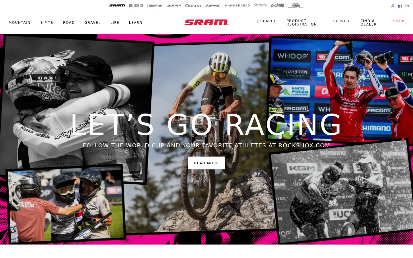 Screenshot of sram.com