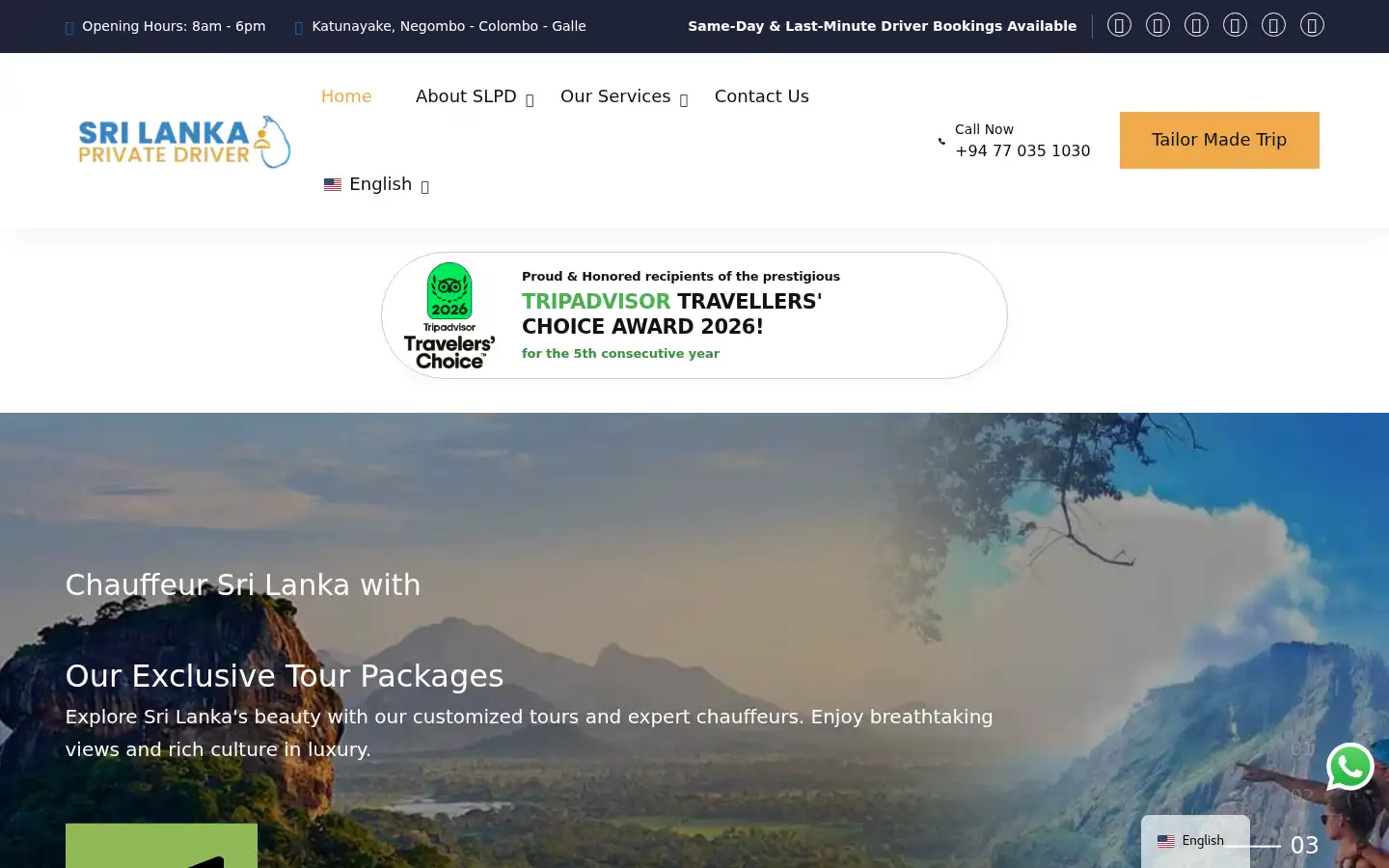 Screenshot of srilankaprivatedriver.com