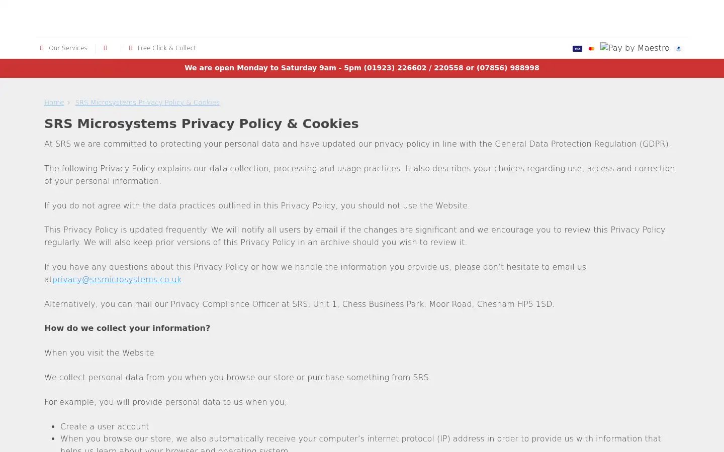 Screenshot of srsmicrosystems.co.uk