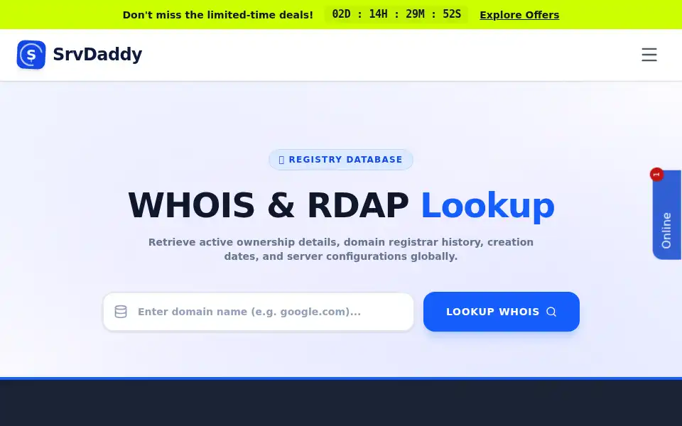 Screenshot of srvdaddy.com
