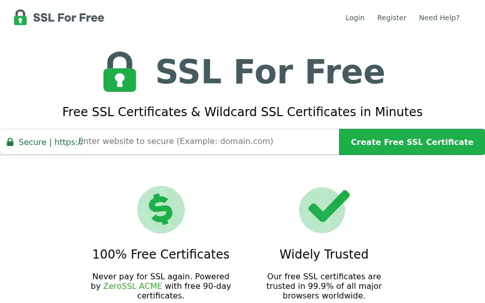 Screenshot of sslforfree.com