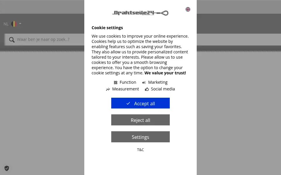 Screenshot of staalkabels24.be