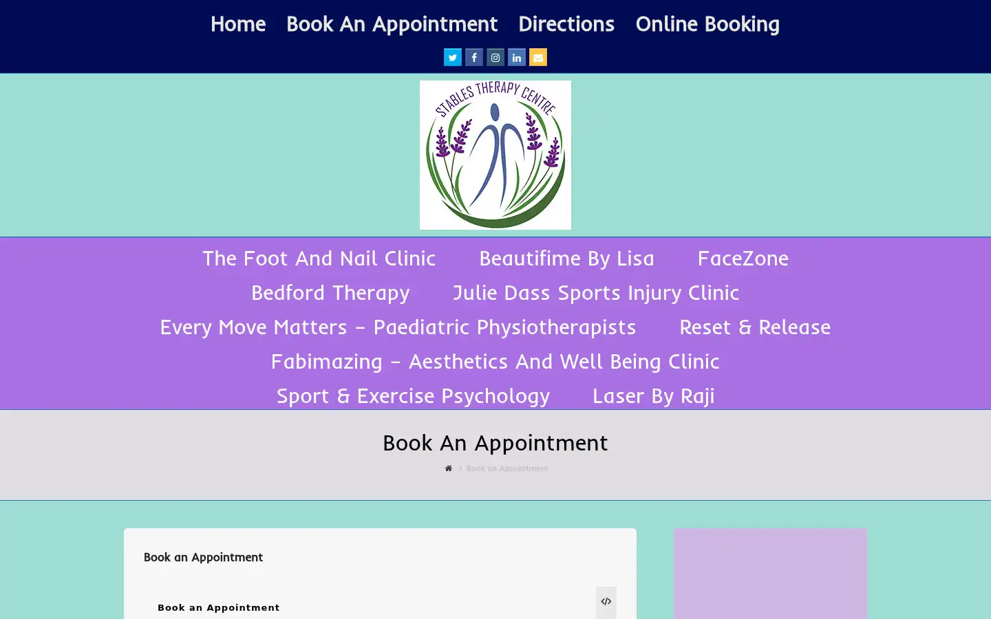 Screenshot of stablestherapycentre.com