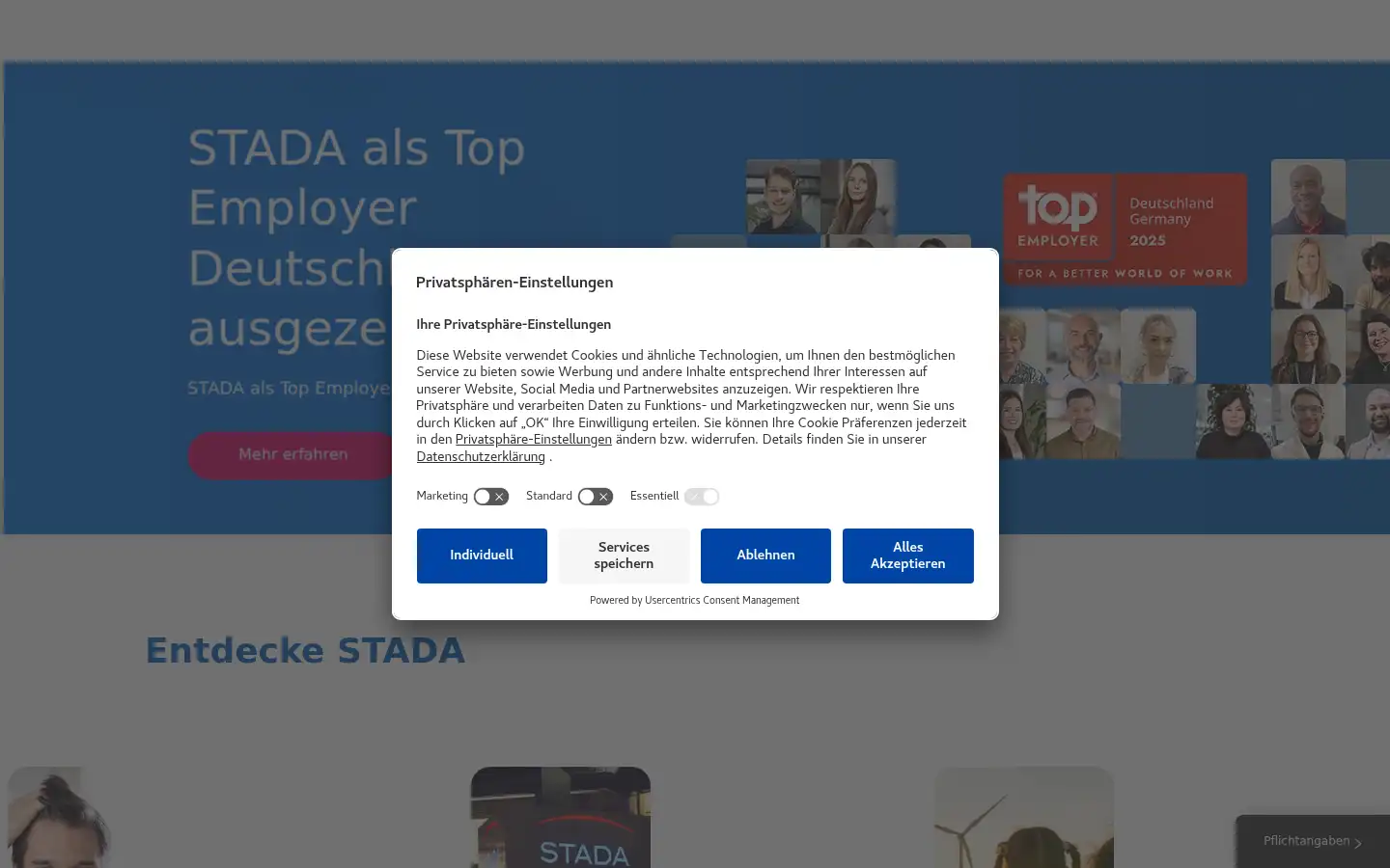 Screenshot of stada.de