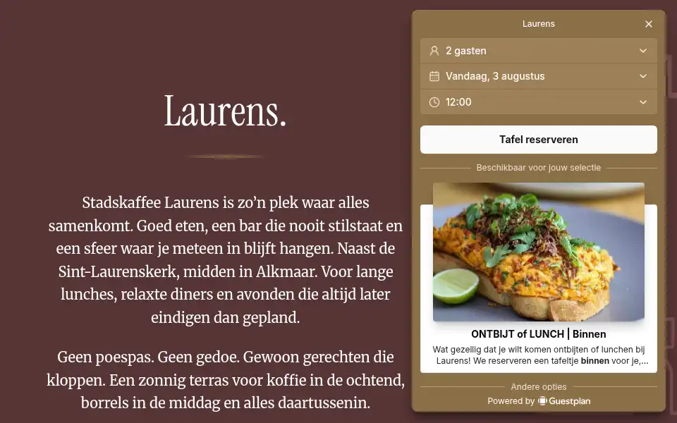 Screenshot of stadskaffee-laurens.nl