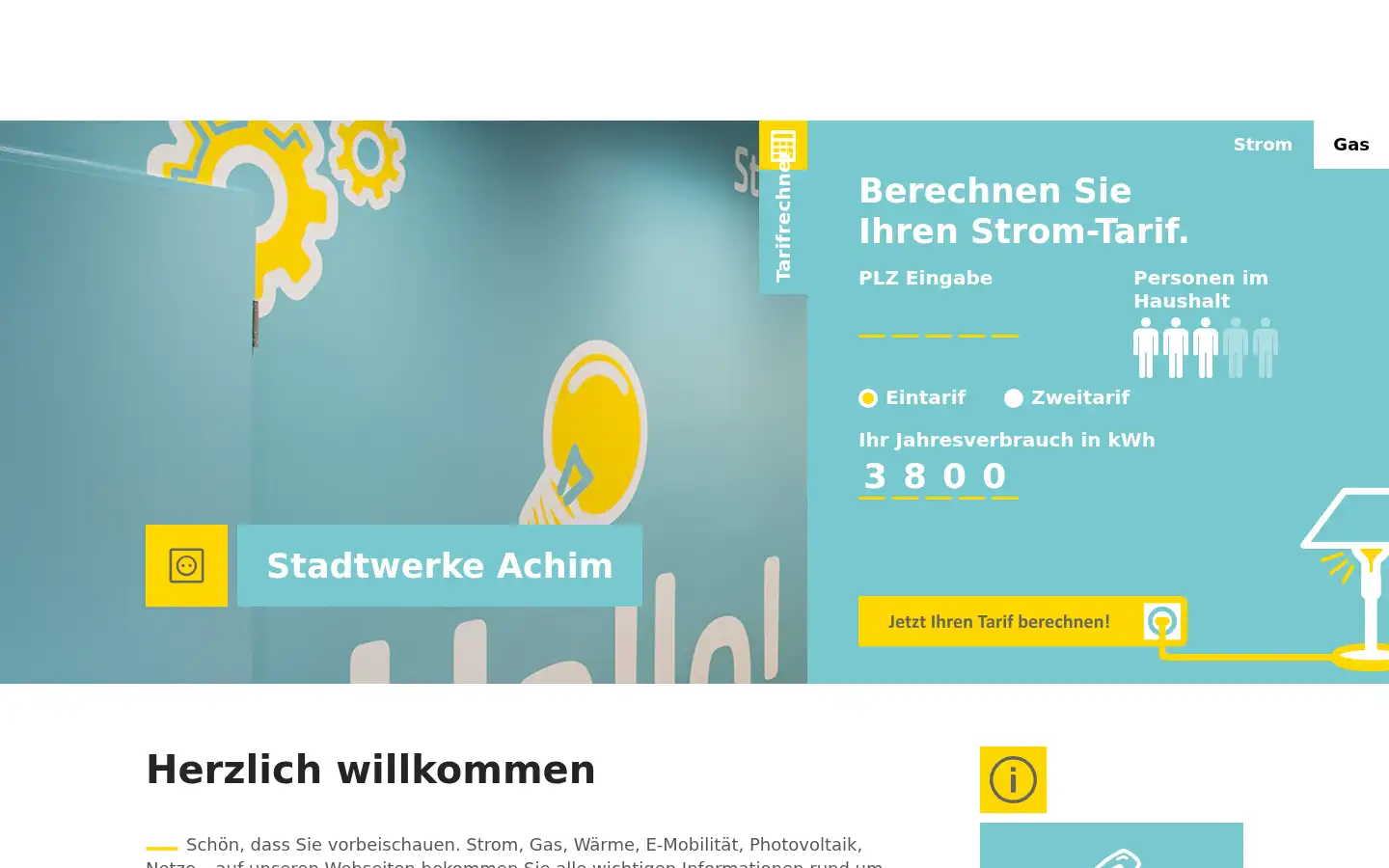 Screenshot of stadtwerke-achim.de