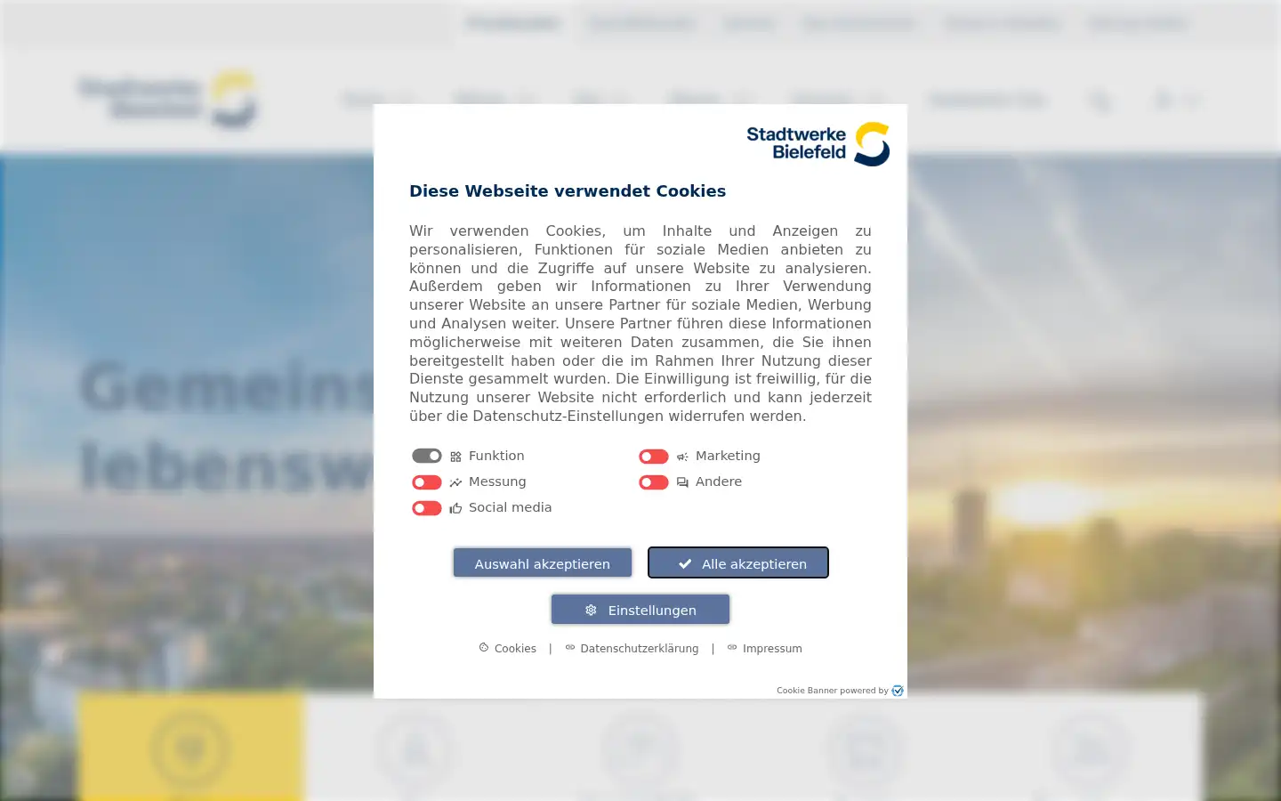 Screenshot of stadtwerke-bielefeld.de