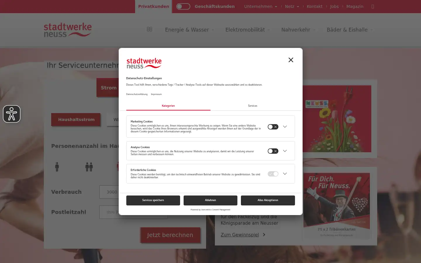 Screenshot of stadtwerke-neuss.de