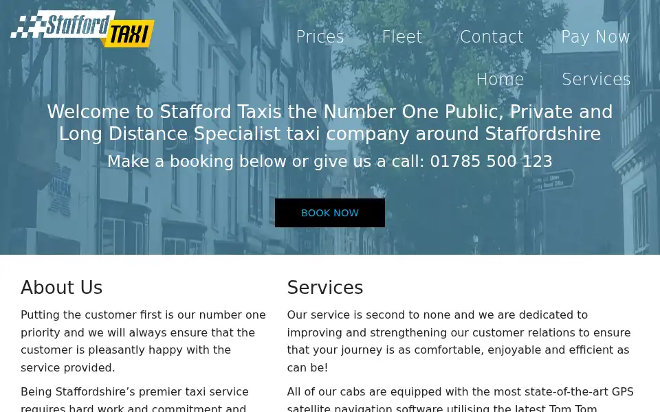 Screenshot of staffordtaxi.co.uk