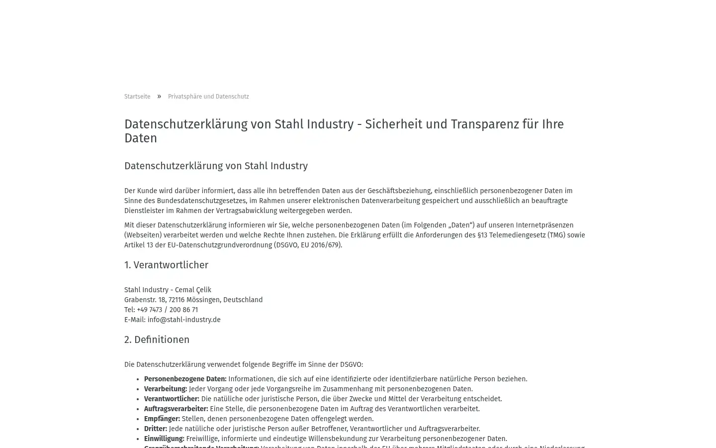 Screenshot of stahl-industry.de