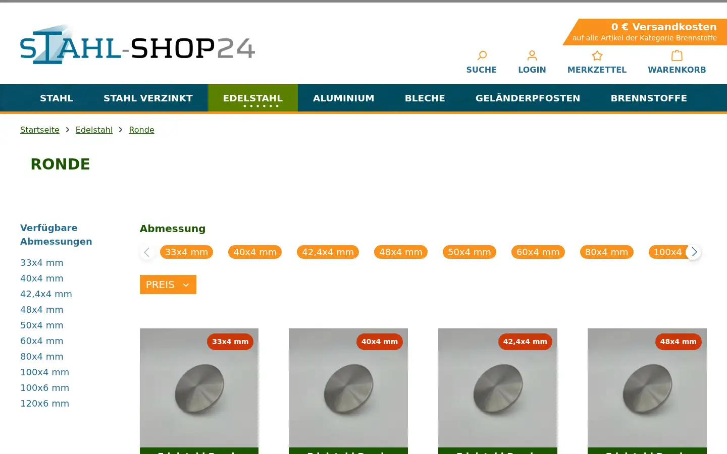Screenshot of stahl-shop24.de