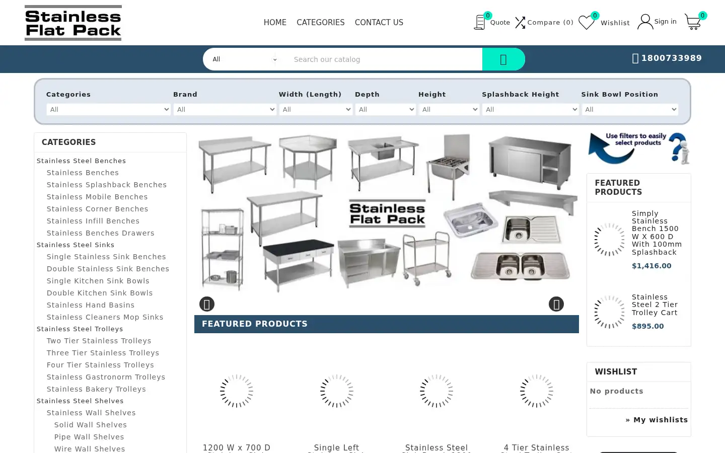 Screenshot of stainlessflatpack.com.au