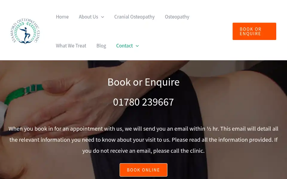 Screenshot of stamfordosteopathicclinic.co.uk
