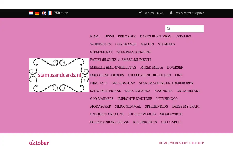 Screenshot of stampsandcards.nl