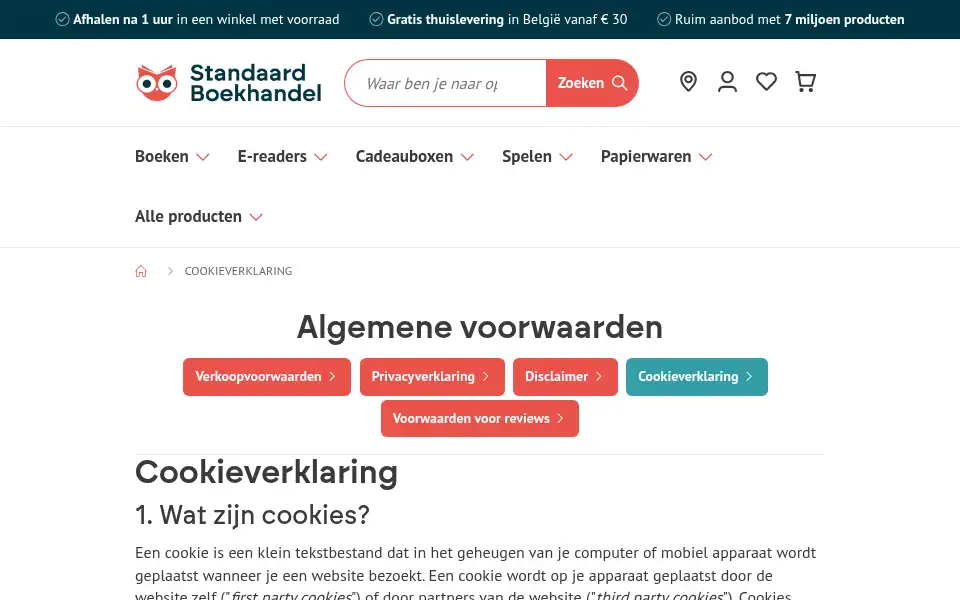 Screenshot of standaardboekhandel.be