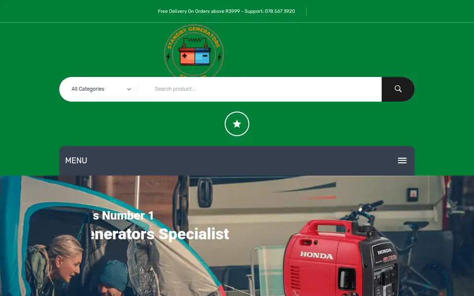 Screenshot of standbygenerators.co.za