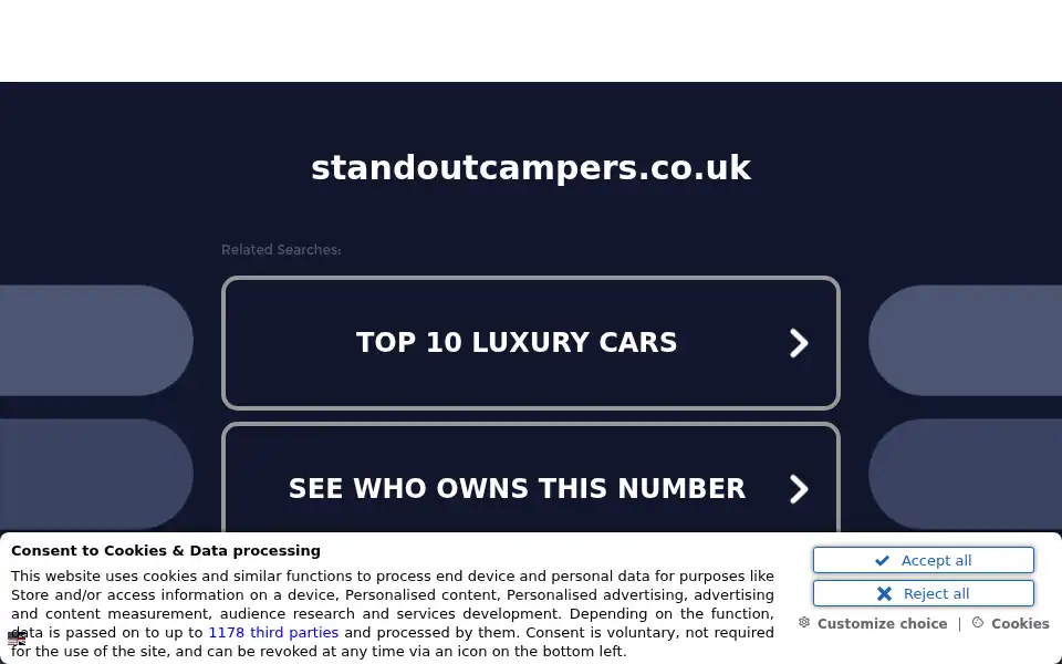 Screenshot of standoutcampers.co.uk