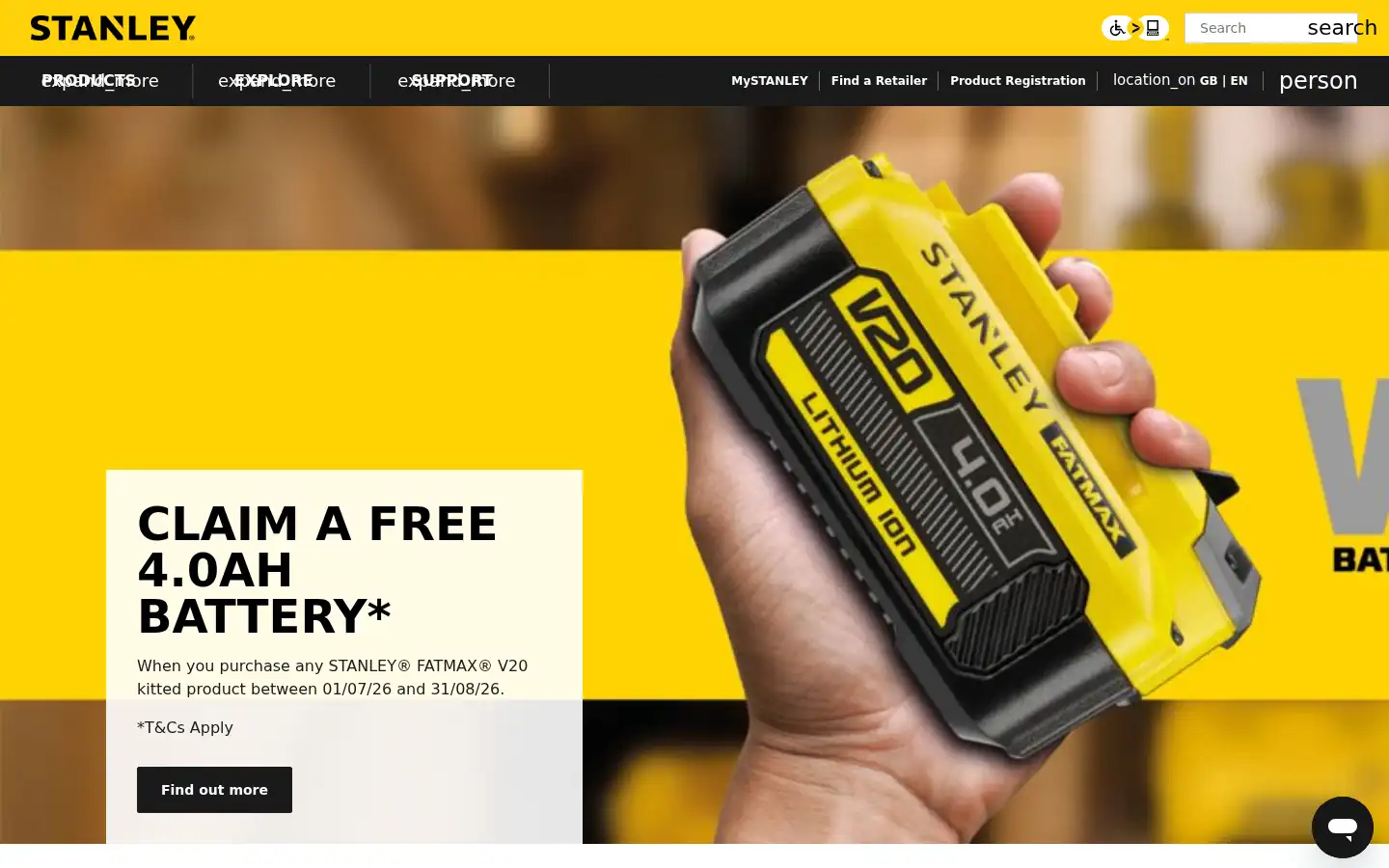 Screenshot of stanleytools.co.uk