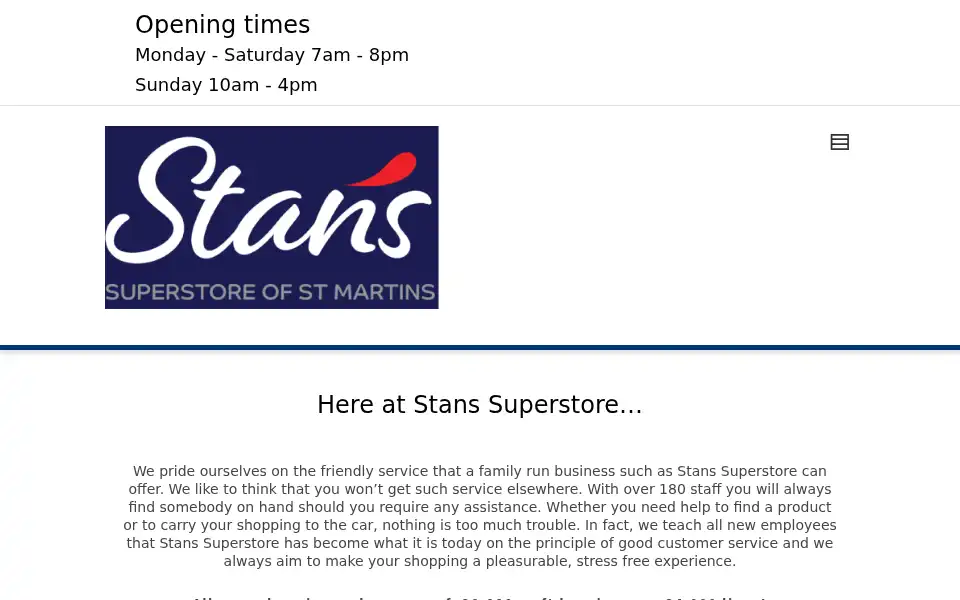 Screenshot of stans-superstore.co.uk
