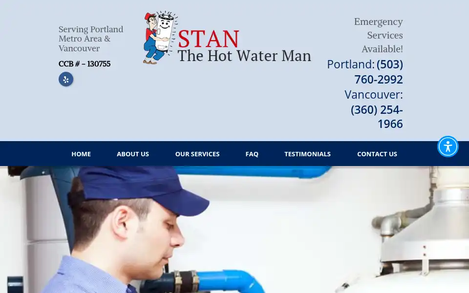 Screenshot of stanthehotwaterman.com