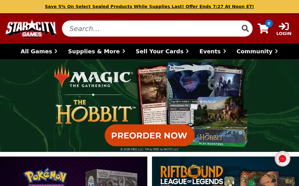 Screenshot of starcitygames.com