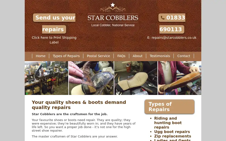 Screenshot of starcobblers.co.uk