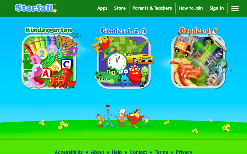 Screenshot of starfall.com
