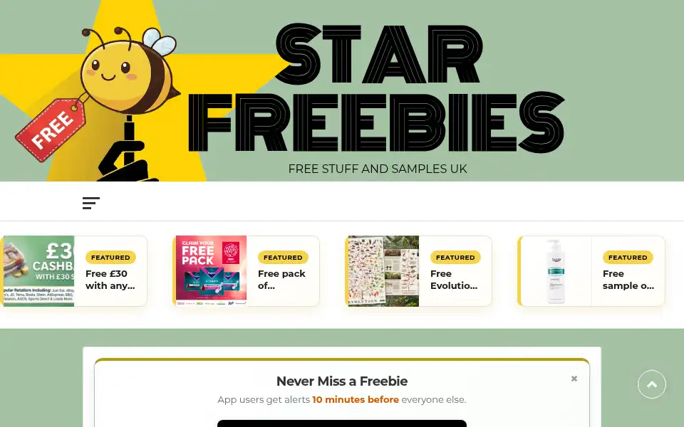 Screenshot of starfreebies.co.uk