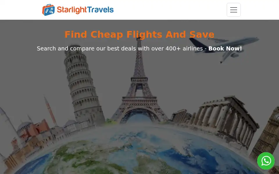 Screenshot of starlighttravels.ca