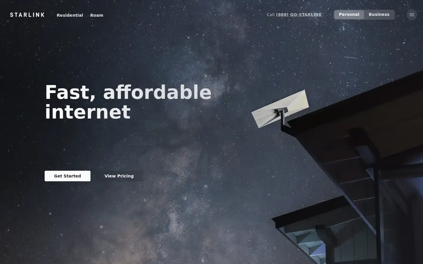 Screenshot of starlink.com