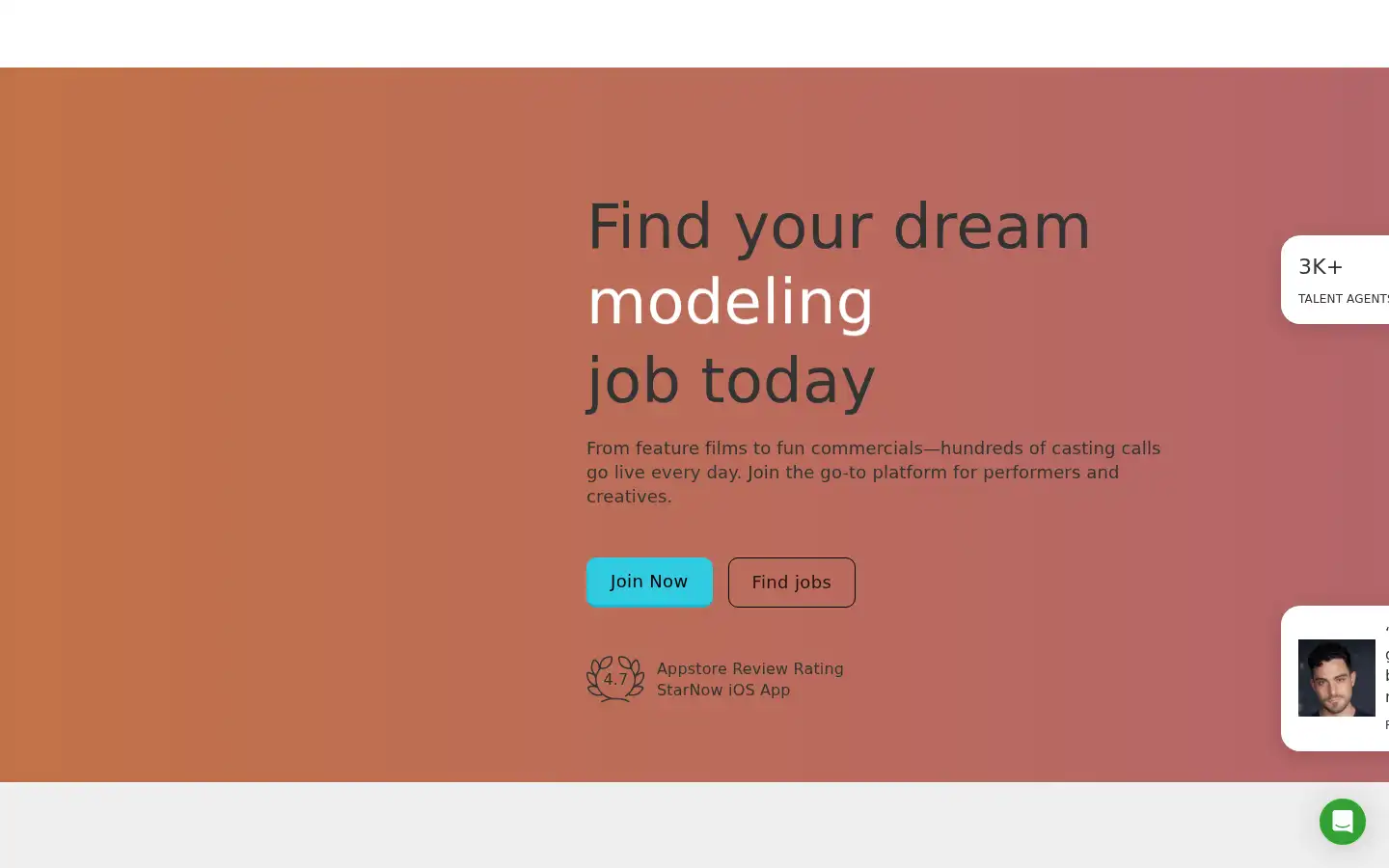 Screenshot of starnow.com