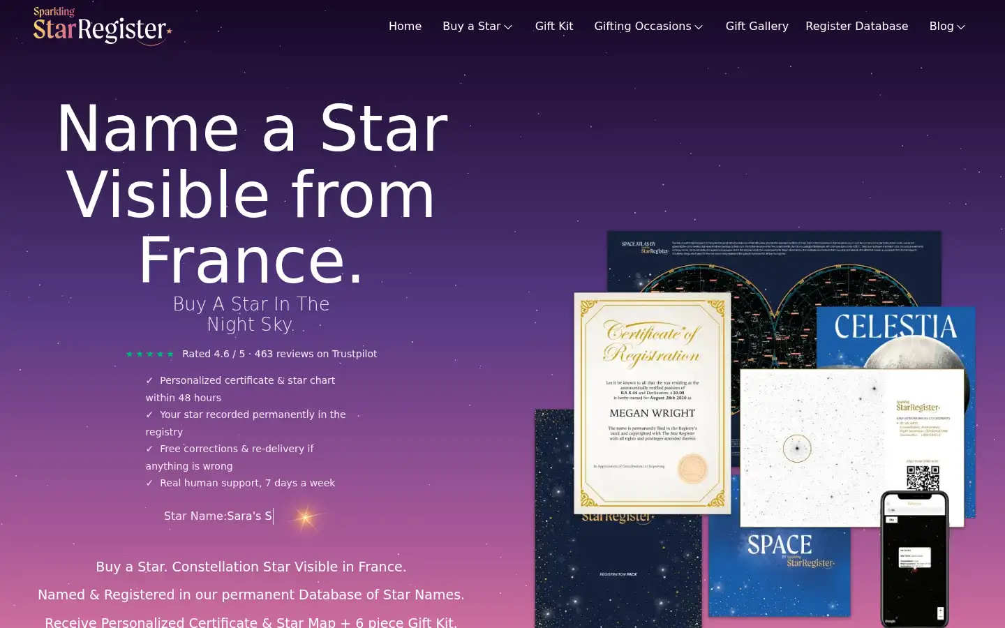 Screenshot of starregister.org