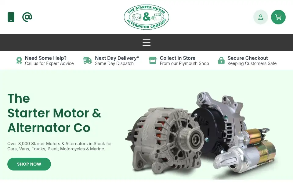 Screenshot of startermotor-alternator-store.co.uk