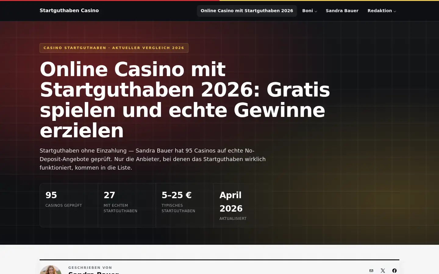 Screenshot of startguthabencasino.com