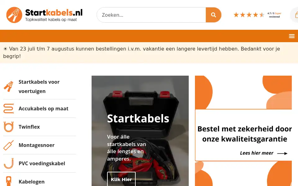 Screenshot of startkabels.nl