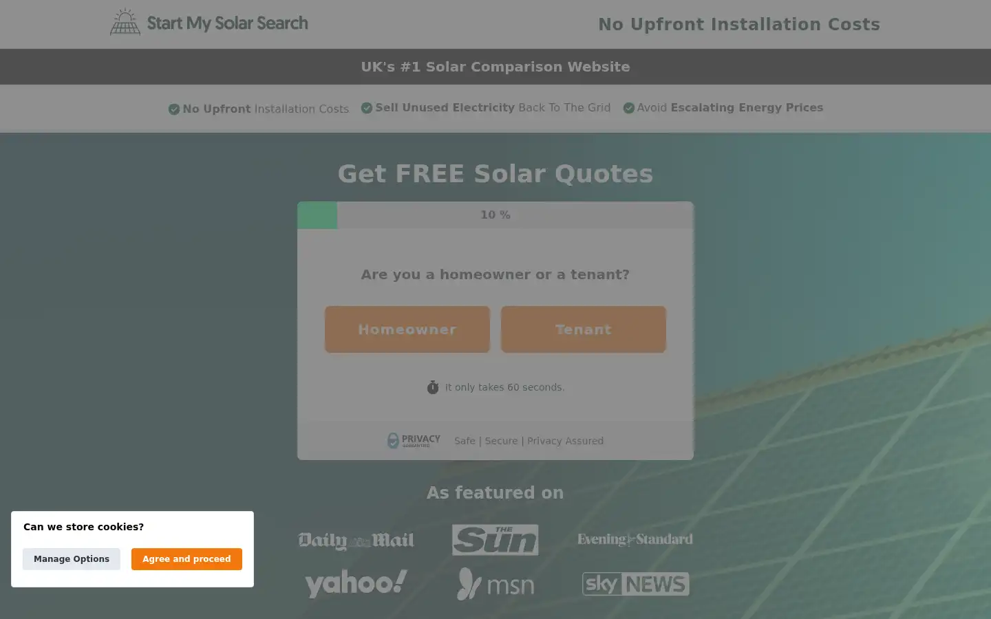 Screenshot of startmysolarsearch.com