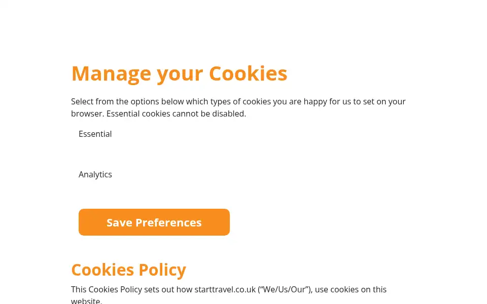 Screenshot of starttravel.co.uk