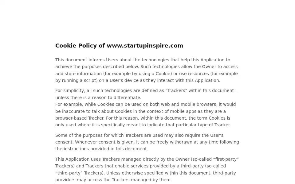 Screenshot of startupinspire.com