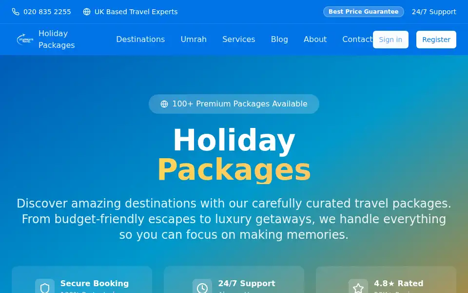Screenshot of starwaystravel.com