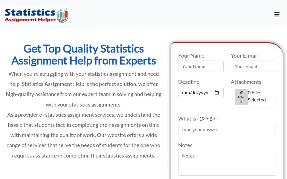 Screenshot of statisticsassignmenthelper.com