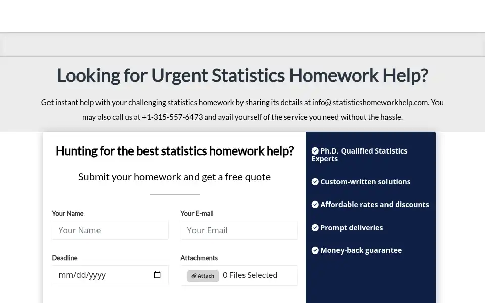 Screenshot of statisticshomeworkhelp.com
