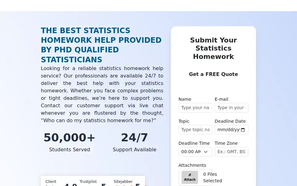 Screenshot of statisticshomeworkhelper.com