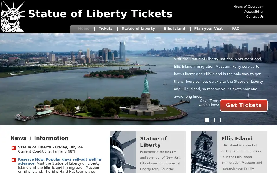 Screenshot of statueoflibertytickets.com