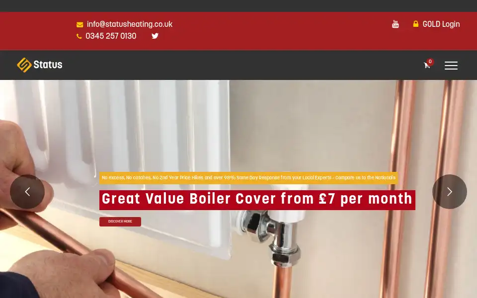 Screenshot of statusheating.co.uk