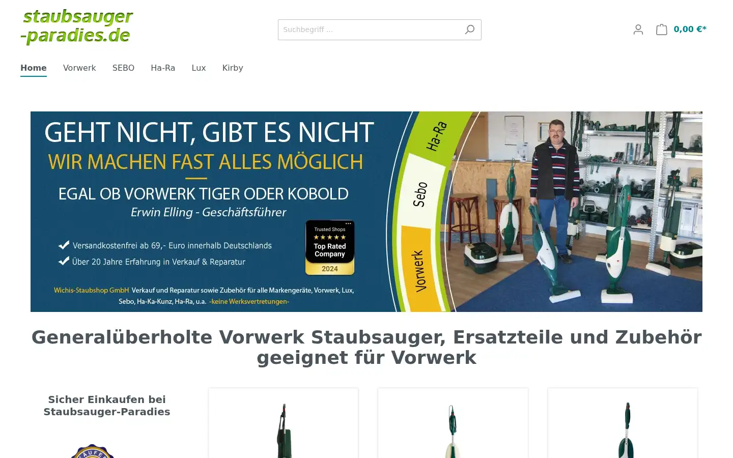 Screenshot of staubsauger-paradies.de