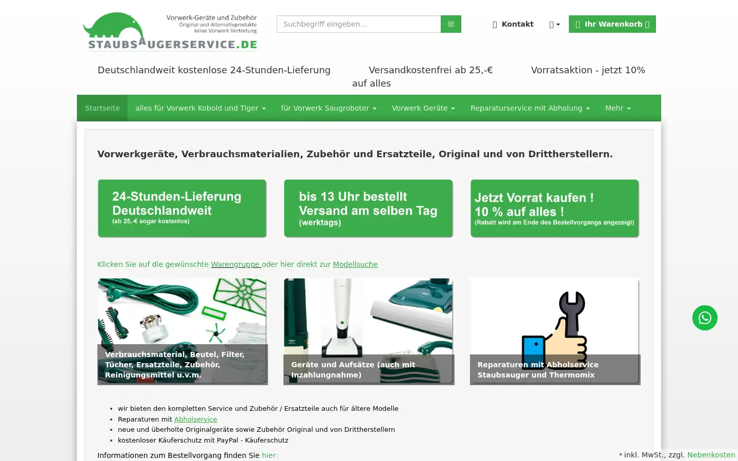 Screenshot of staubsaugerservice.de