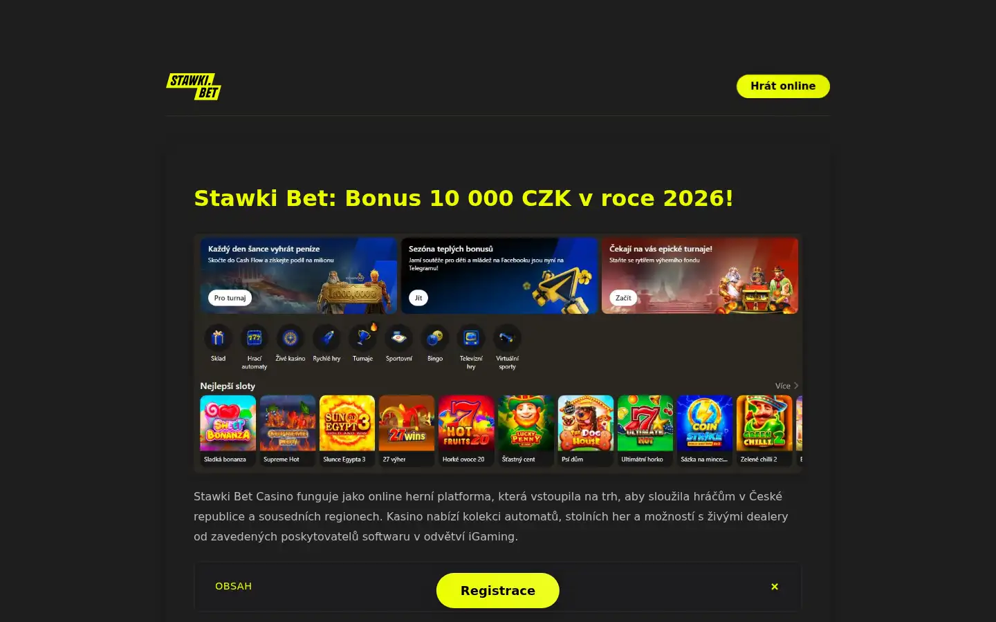 Screenshot of stawki.cz