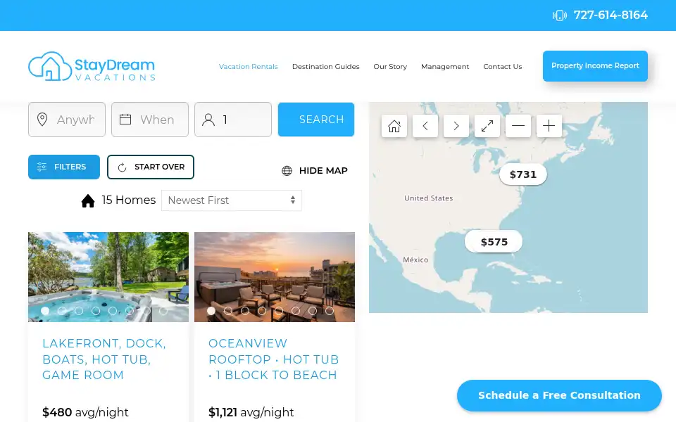 Screenshot of staydreamvacations.com