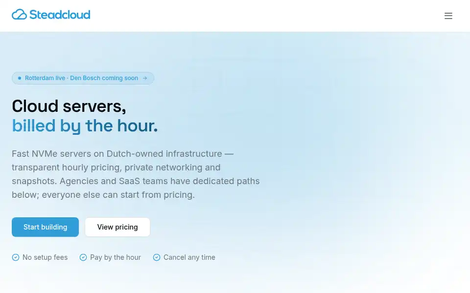 Screenshot of steadcloud.com