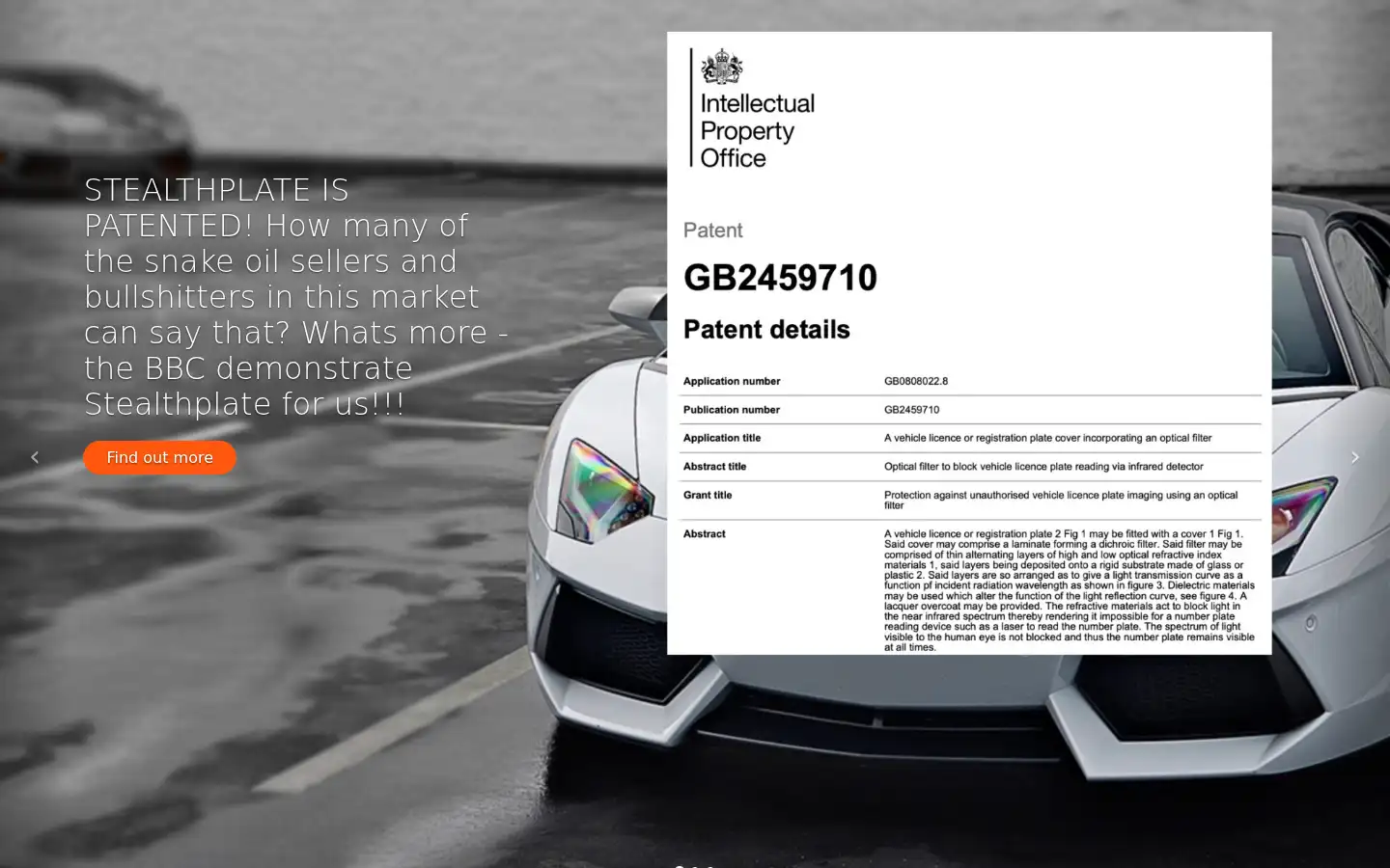 Screenshot of stealthplate.co.uk
